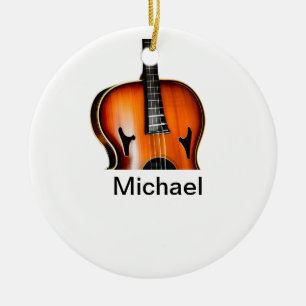Add you name text brown violin music lover throw p ceramic tree decoration