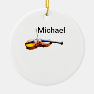 Add you name text brown violin music lover throw p ceramic tree decoration