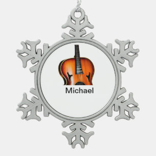 Add you name text brown violin music lover throw p snowflake pewter christmas ornament