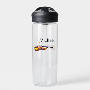 Add you name text brown violin music lover throw p water bottle