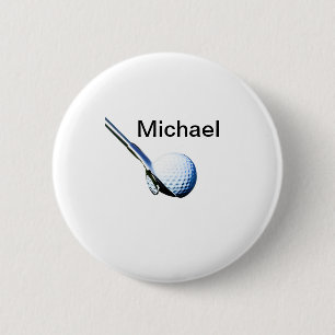 Add you name text golf ball club sports equipment 6 cm round badge