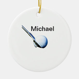 Add you name text golf ball club sports equipment ceramic tree decoration