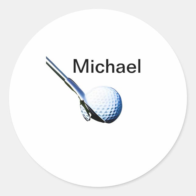 Add you name text golf ball club sports equipment  classic round sticker (Front)