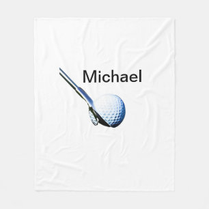 Add you name text golf ball club sports equipment fleece blanket