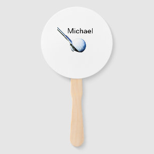 Add you name text golf ball club sports equipment  hand fan