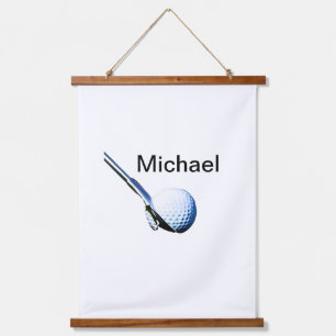 Add you name text golf ball club sports equipment hanging tapestry