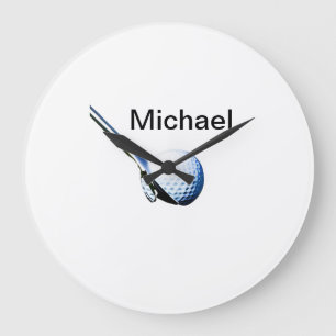 Add you name text golf ball club sports equipment large clock