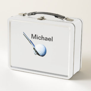 Add you name text golf ball club sports equipment metal lunch box