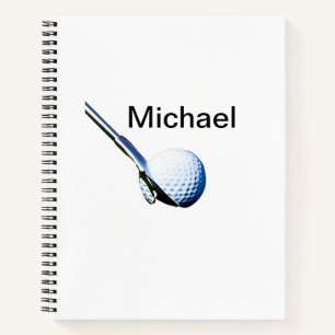 Add you name text golf ball club sports equipment notebook
