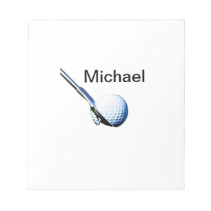 Add you name text golf ball club sports equipment notepad