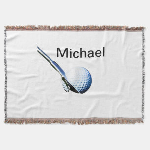 Add you name text golf ball club sports equipment throw blanket