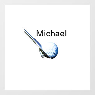 Add you name text golf ball club sports equipment window cling