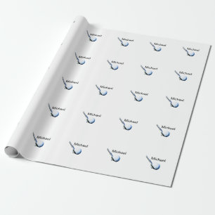 Add you name text golf ball club sports equipment  wrapping paper