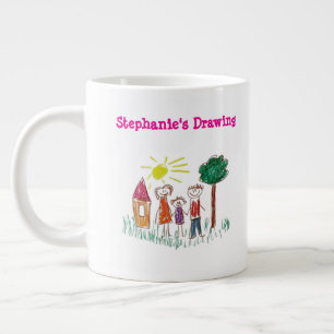 Add your 2 Child's 2 Artwork School this Large Coffee Mug