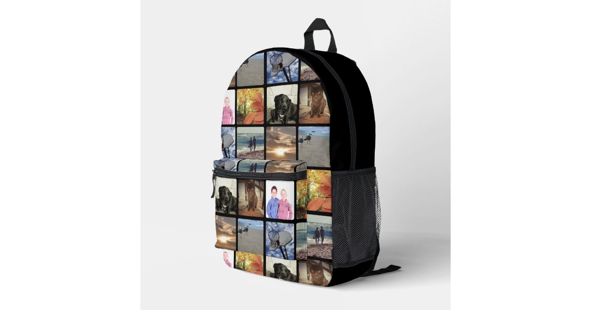 Add Your 8 Photos Collage Print All Over Custom Printed Backpack | Zazzle