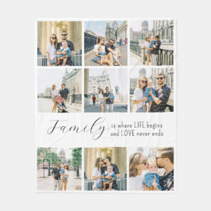 Add Your 9 Family Photo Fleece Blanket