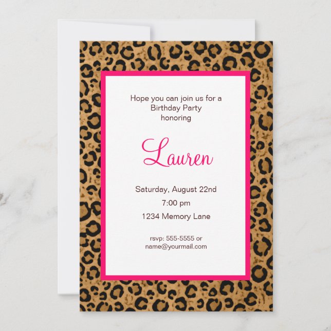 Add Your Age Leopard Birthday Invitation (Front)