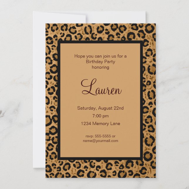 Add Your Age Leopard Birthday Invitation (Front)