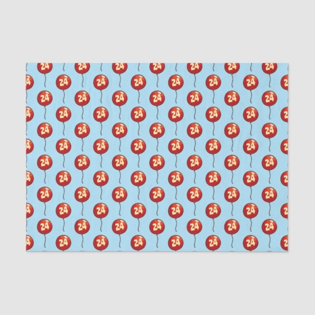 Add Your Age Shiny Simple Red Birthday Balloons Tissue Paper (Front)