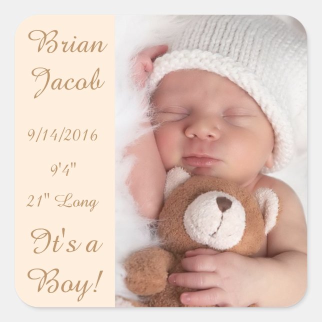 Add Your Baby's Photo & Birth Information Sticker (Front)