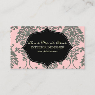 Add your background colour, faux silver damask business card