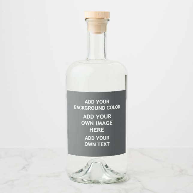 Add your background colour, your image, your  text liquor bottle label (Front)