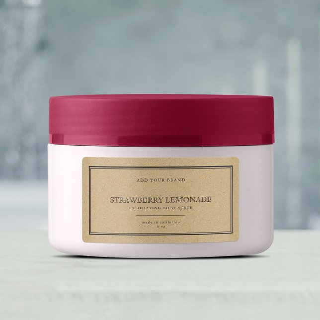 Add Your Brand Classic Grey Border Kraft Product Label (Creator Uploaded)