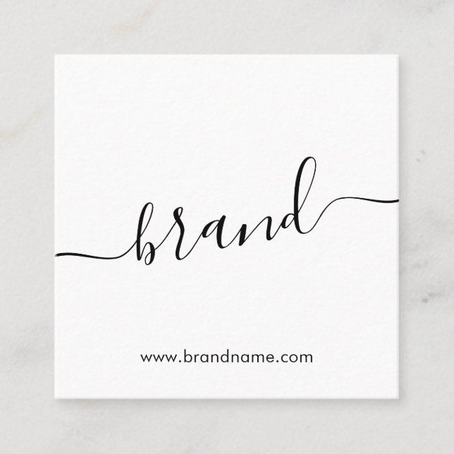 Add your brand name modern minimalist white square business card (Front)