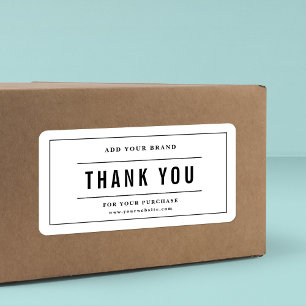Add Your Brand Thank You Black Border Lines Label