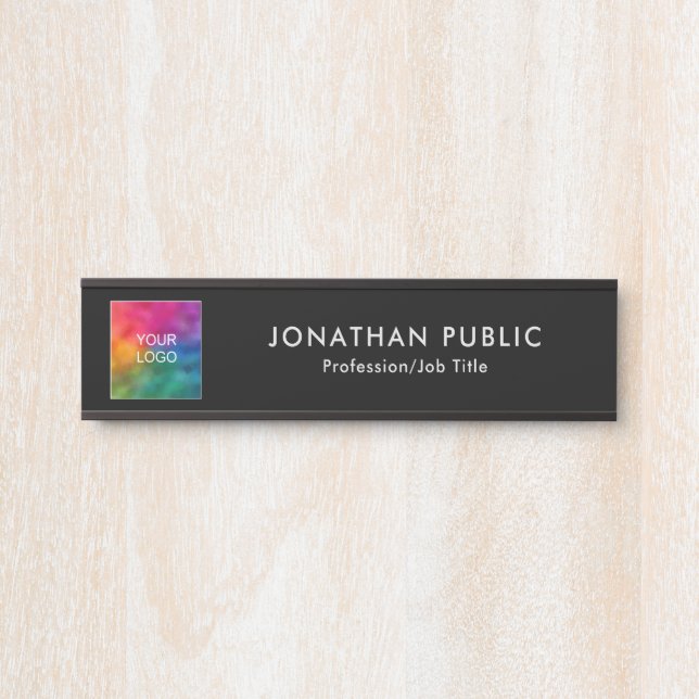 Add Your Business Company Logo Here Elegant Design Door Sign (Front)