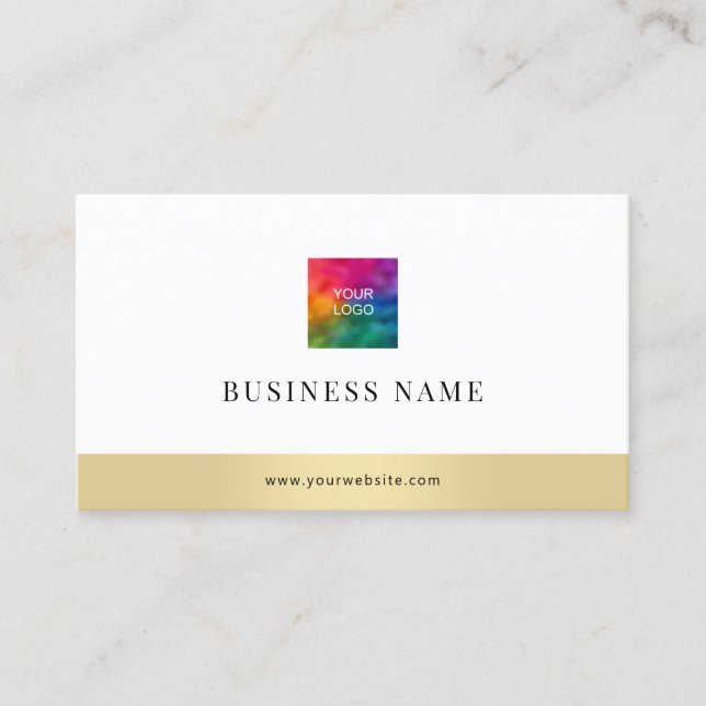 Add Your Business Company Logo Modern Elegant Gold Business Card (Front)