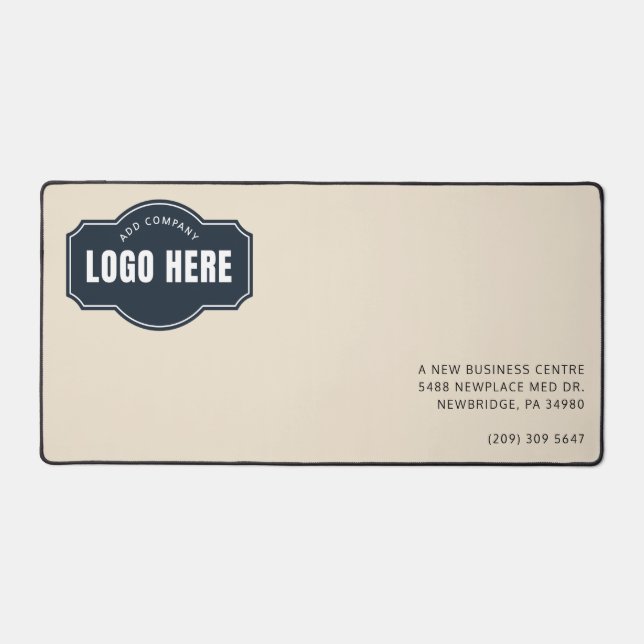 Add Your Business Logo and Address Company Promo Desk Mat (Front)