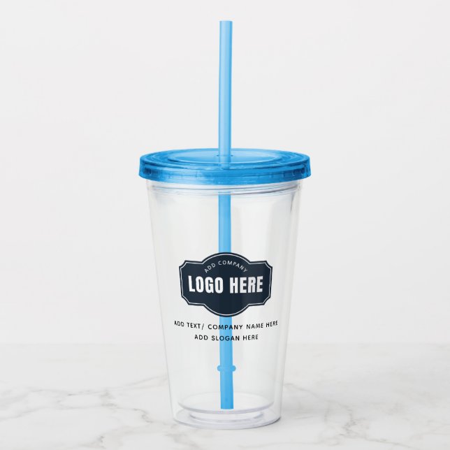 Add Your Business Logo and Company Slogan Acrylic Tumbler (Front)