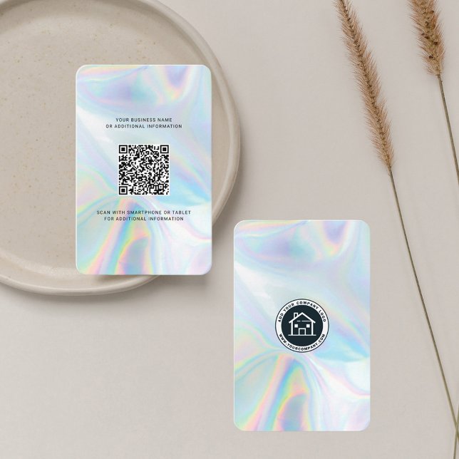 Add Your Business Logo and QR Code DIY Holographic Card (Company Logo Realtor QR Code Holographic Business Card)