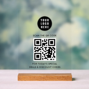 Add Your  Business Logo and QR Code Simple Acrylic Sign