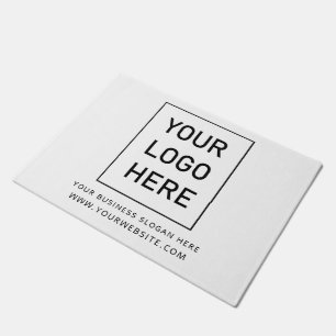 Add Your Business Logo and Text Black White   Doormat