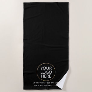 Add Your Business Logo and Text Custom  Black  Beach Towel