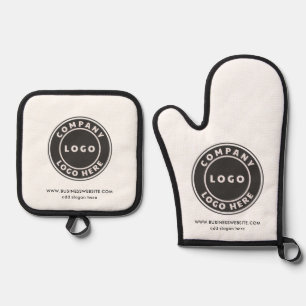 Add Your Business Logo and Website Company Custom Oven Mitt & Pot Holder Set