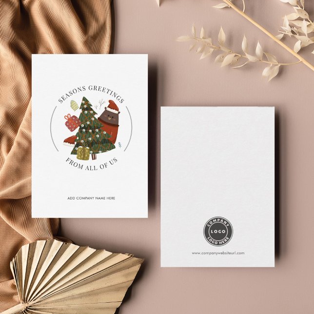 Add Your Business Logo Budget Corporate Christmas  Card (Creator Uploaded)