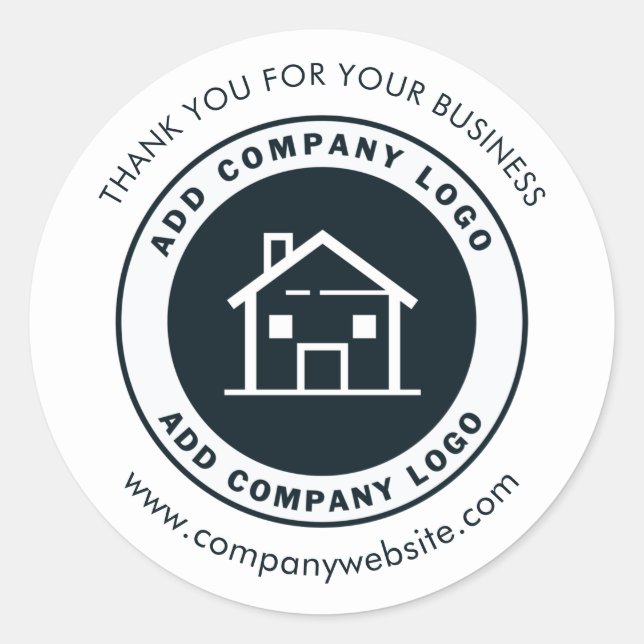 Add Your Business Logo Company Website Custom Classic Round Sticker (Front)