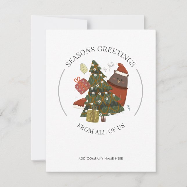 Add Your Business Logo Corporate Christmas Holiday Card (Front)