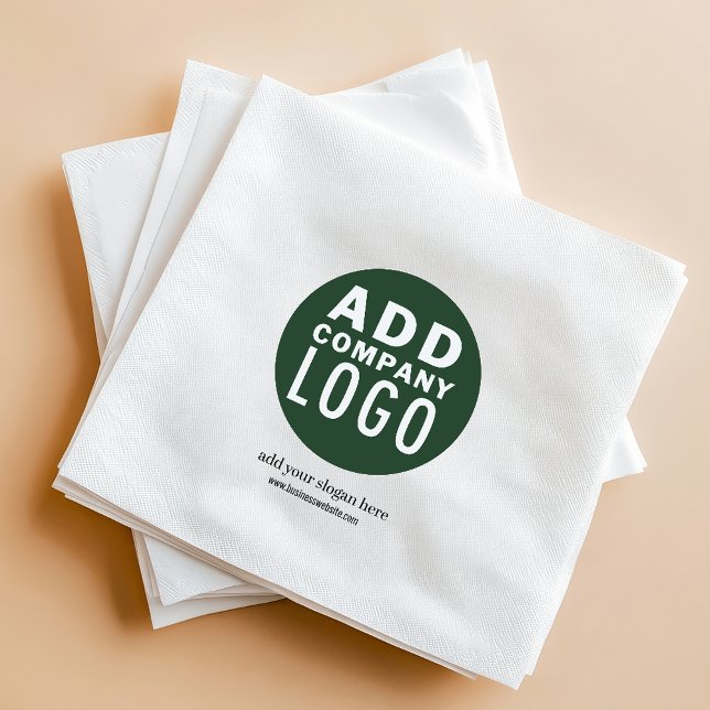 Add Your Business Logo DIY Paper Napkin (Business Logo Green Custom Paper Napkin)