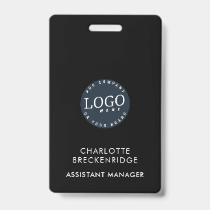 Add Your Business Logo Employees Staff Black ID Badge