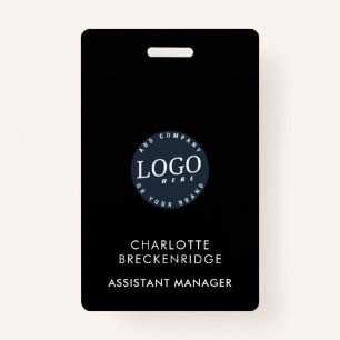 Add Your Business Logo Employees Staff Black ID ID Badge