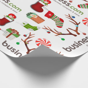 Add Your Business Logo Fun Holiday Wrapping Paper