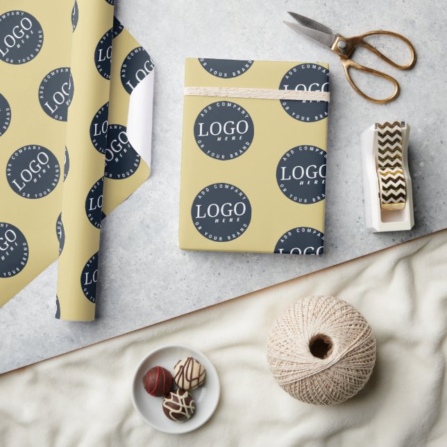 Add Your Business Logo Minimal Pattern Wrapping Paper (Crafts)