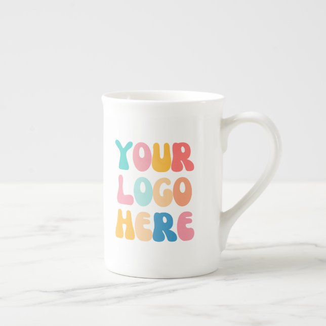 Add your business Logo Modern Minimal Simple Bone China Mug (Right)