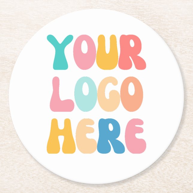 Add your business Logo Modern Minimal Simple Round Paper Coaster (Front)