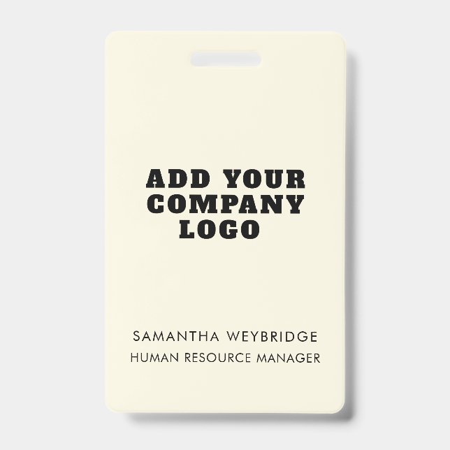 Add Your Business Logo Simple Company Employee ID Badge (Front)