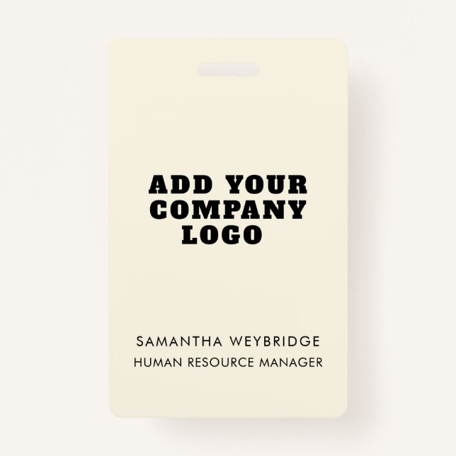 Add Your Business Logo Simple Company Employee ID Badge (Front)